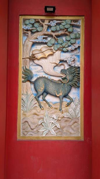istock Legendary animal Chinese paint sculpture on the wall 2191622581