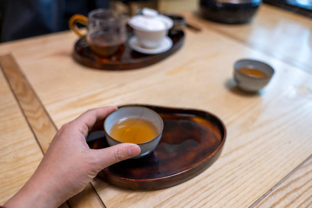A person holding a teacup with their hand