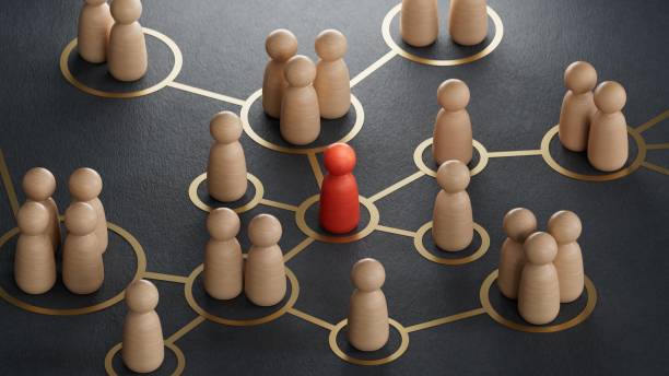 istock 3d illustration of a social network with people connected together. Modern design.3D rendering on black background. 2191628795
