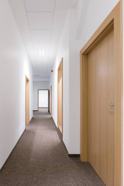 istock Empty Modern Hallway with Wooden Doors 2191634276