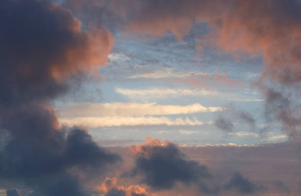 romantic view of the sky with pink and orange clouds and a central space perfect for adding personalized text, ideal as a romantic background or for weather forecasts