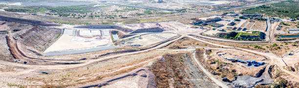 istock Panoramic aerial view of decomissioned solid waste landfill site 2191636354