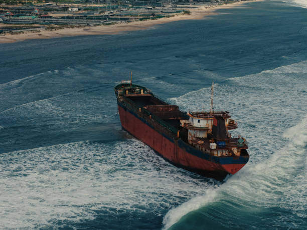 Two Large bulk Cargo Ships anchored off the Danish Coast to come into dock at Port of Skagen