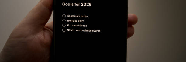 istock A list of 2025 goals displayed on a smartphone. Representing New Year resolutions, goal setting, and planning for success in the upcoming year. A concept of personal growth and motivation 2191641125