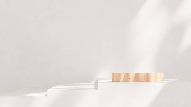 istock A 3D rendering of an empty space featuring a terrazzo podium and a grey wall in a landscape layout, perfect for showcasing merchandise 2191641278