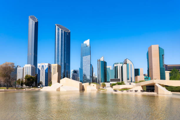 istock Al Musallah Mosque Prayer Hall and Abu Dhabi skyline 2191642616