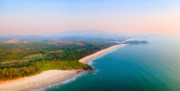 istock Galgibaga Beach aerial panoramic view in Goa, India 2191643789