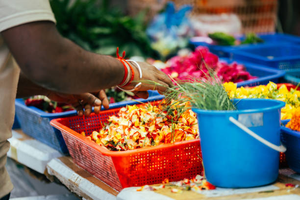 Multi colored Indian flowers from Little India - Singapore.
