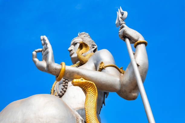 Murdeshwar, India - March 17, 2023: Lord Shiva statue at the Murudeshwara Temple. Murudeshwara Temple is dedicated to God Shiva and located in Murdeshwar town in India.
