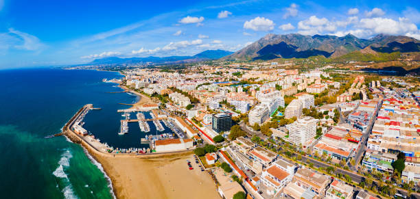 istock Marbella city port and beach aerial panoramic view 2191646867