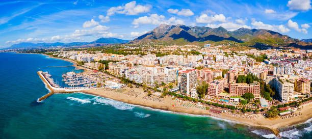 istock Marbella city beach and port aerial panoramic view 2191646882