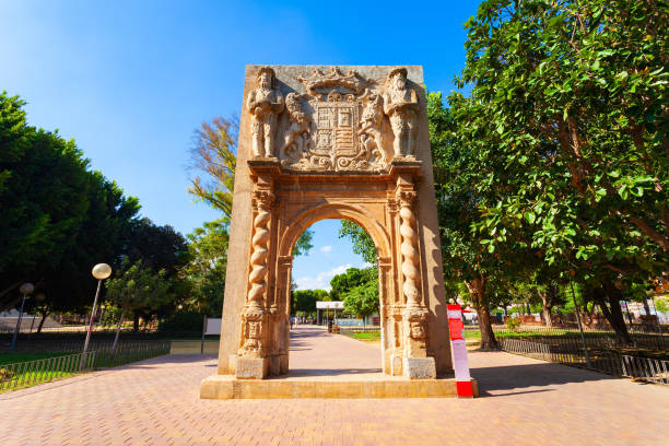 Entryway of Huerto de las Bombas in the Huerto de Los Cipreses public park in the City of Murcia, Spain