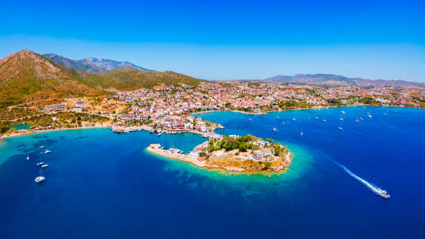 istock Datca beach and marina aerial panoramic view in Turkey 2191649537