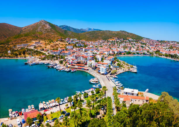 istock Datca beach and marina aerial panoramic view in Turkey 2191649553