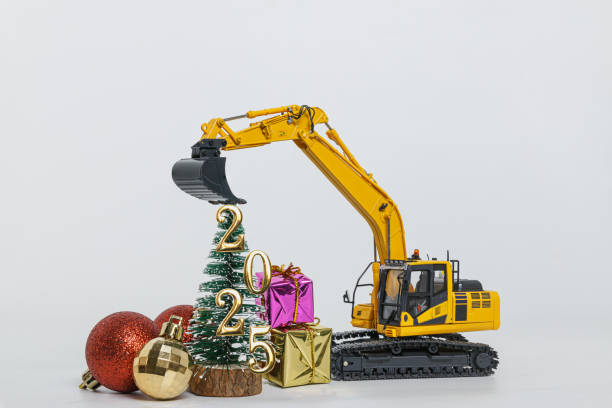 istock Concepts happy new year 2025 ,With Crawler excavator 2191651847