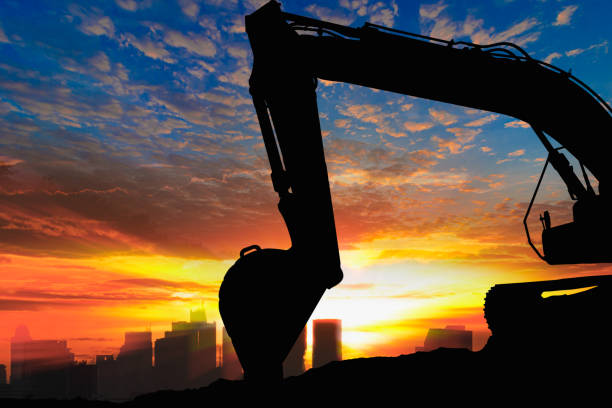 Image of heavy machine silhouette. Shooting Location: Akita