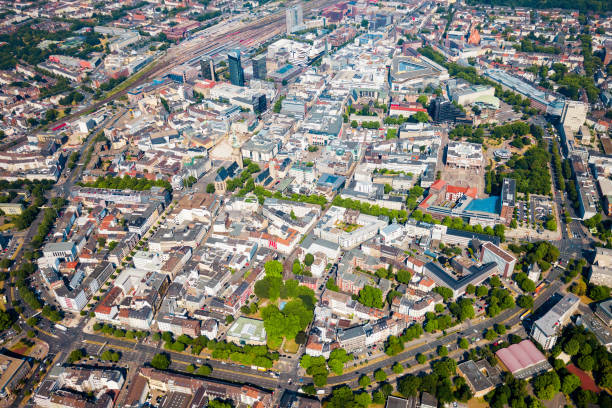 Dortmund city centre aerial panoramic view in Germany