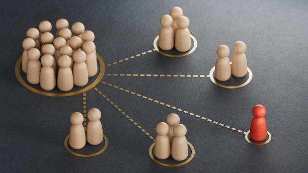 istock 3D illustration of many pawns segmented in different categories. concept of customer segmentation.3D rendering on black background. 2191655218