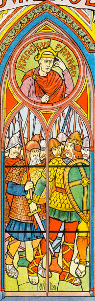 istock Antique image from French magazine, Stained glass window 2191657086
