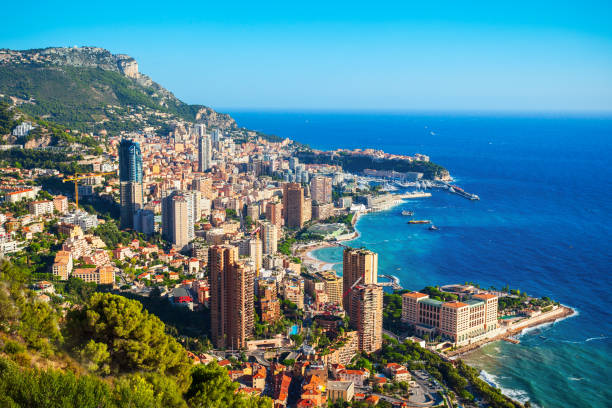 monte carlo, monaco luftbild - monaco stock-fotos und bilder