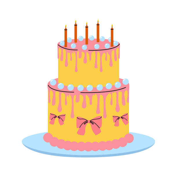 istock Colorful layered cake with candles and decorations for a special celebration 2191658472