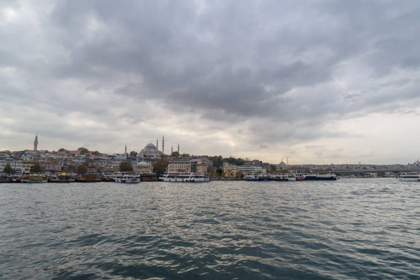 Istanbul, Turkey - November 11, 2024: The Suleymaniye Mosque on top of a hill above the Bosphorus in Istanbul, Turkey