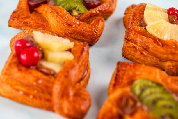 Pain aux raisin pastry - white background