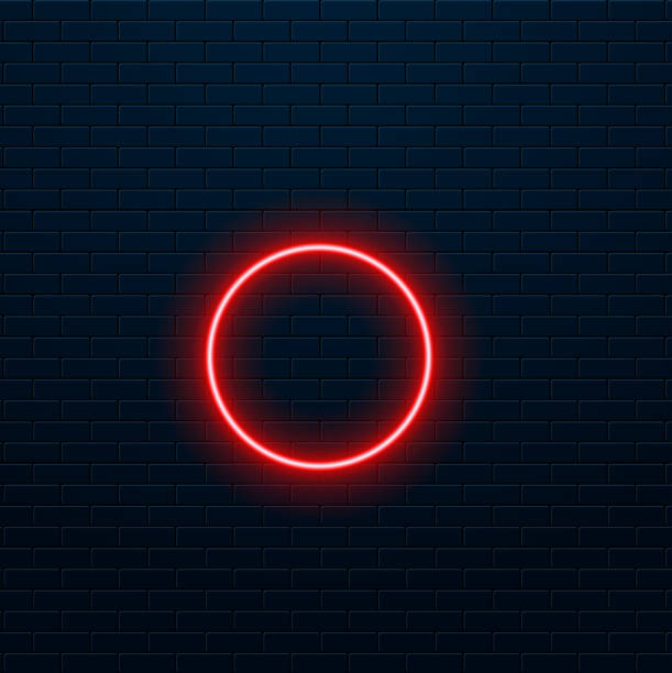istock Red blue neon round frame. Ultraviolet light. Fashion show stage on abstract background. Neon circle. 2191664125