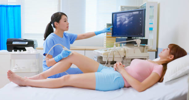 istock young female knee injury ultrasound 2191666152