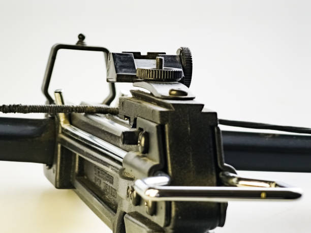 istock Sight of a Black training crossbow on a white background. Close-up. 2191669888