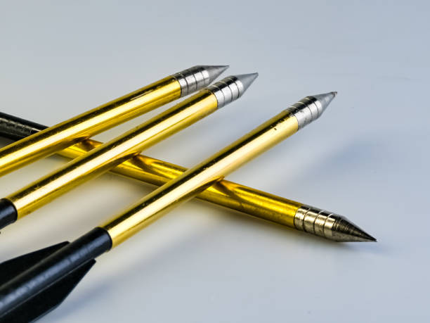 istock Arrows for a training crossbow on a white background. Set of four. Close-up. 2191669908