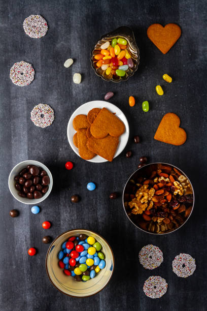 istock Various sweet food on black background. 2191670668