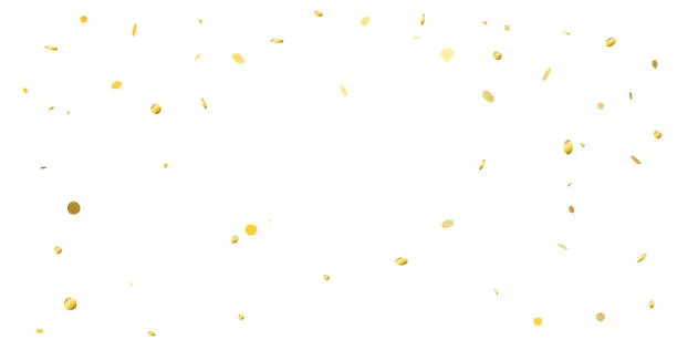 Gold Confetti Falling On White Background. Celebration And Happy Birthday. Party Wallpaper. Vector Illustration Gold Confetti Falling On White Background. Celebration And Happy Birthday. Party Wallpaper. Vector Illustration