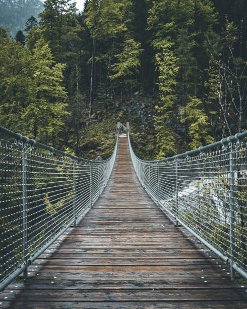 istock Suspension bridge at berchtesgaden wit green trees 2191672610