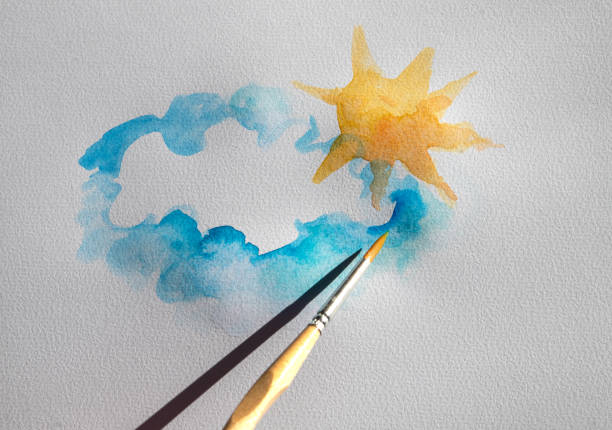 Simple illustration of a sun and a cloud