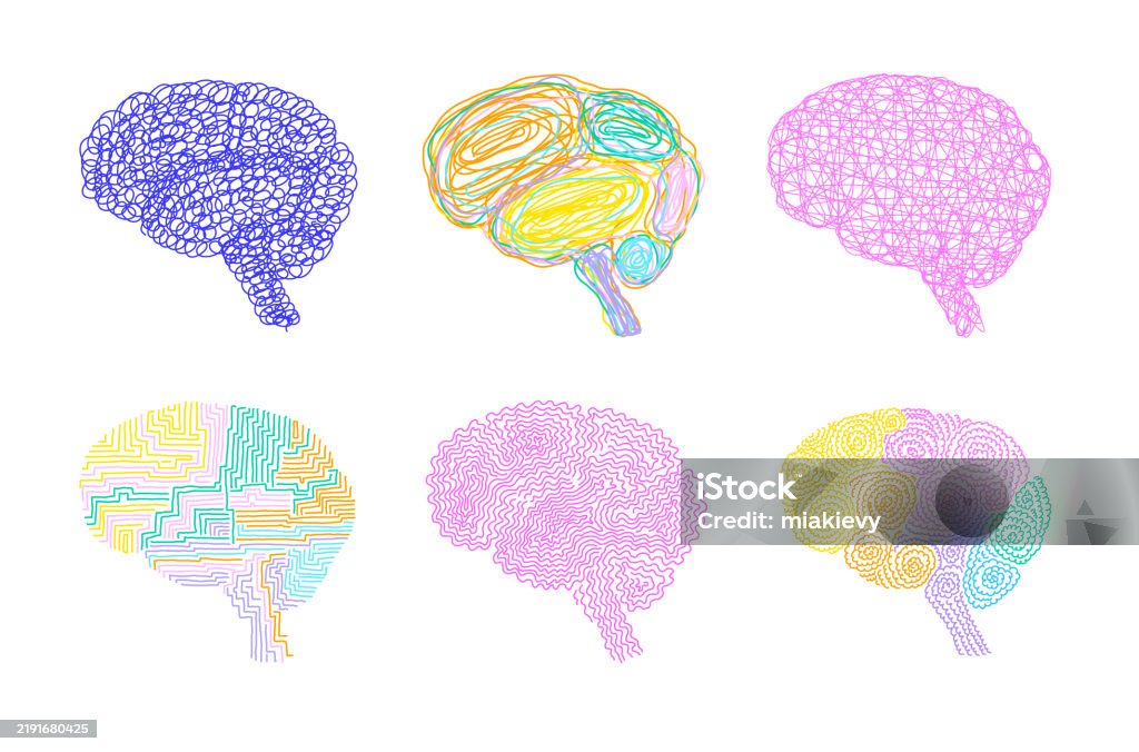 Brainline Doodle Brain Doodle Set Stock Illustration - Download Image Now - Abstract ...