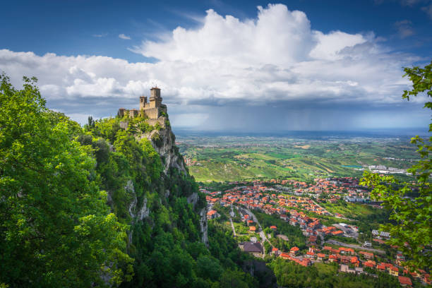 istock San Marino, Guaita tower on the Titano mount and panoramic view of Romagna 2191680833
