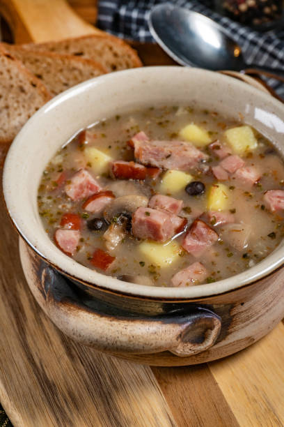 istock Sour soup with mushroom and potatoes. 2191684130