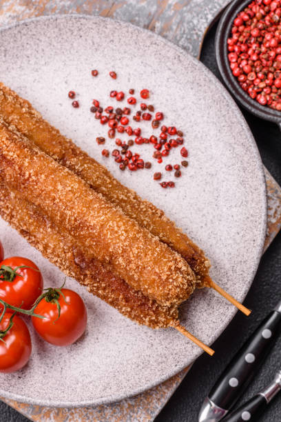 istock Lula kebab meat fried on a fire in breading with salt, spices and herbs 2191685233