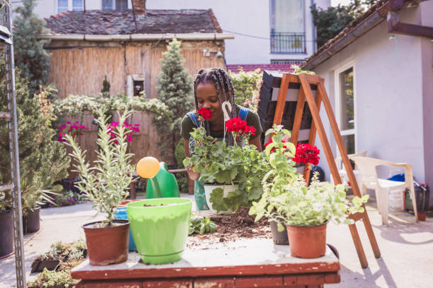 istock Gardening Delight: Woman Tending Plants in Backyard 2191685267