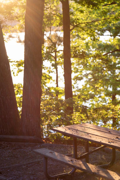 istock Lakeside Picnic Bench at Sunset 2191685833