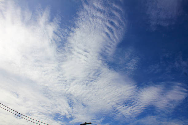 view of a very beautiful cloudy blue sky