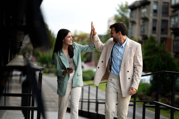 istock Cheerful Business team outdoor standing 2191698065