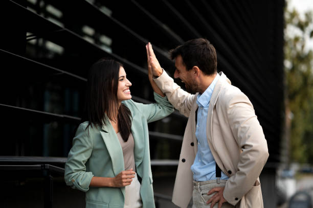 istock Cheerful Business team outdoor standing 2191698085