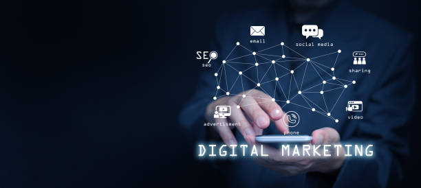 istock Digital marketing and advertising. A man works on online advertisement and digital ad, using his smartphone. 2191698122