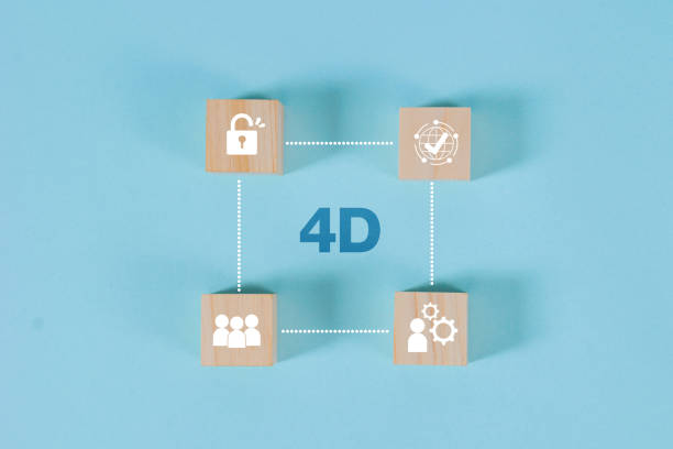 istock Four wooden blocks connected by dotted lines 2191705675