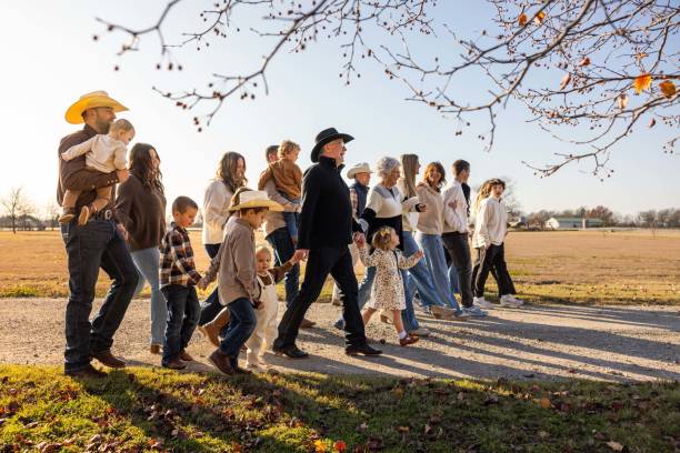 Large American Family Group Gathering