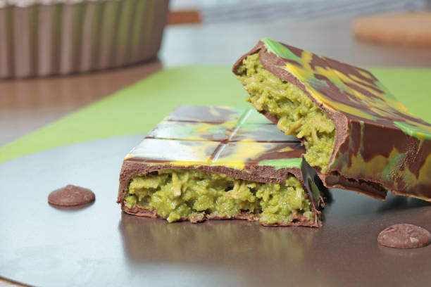 istock Dubai chocolate bar with pistachio paste and kataifi dough. 2191720707