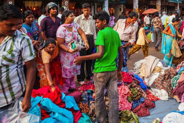 GOA, INDIA - APRIL 06, 2012: Indian dress and fabric at the local market in India