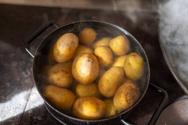 istock Steaming Pot of Freshly Boiled Potatoes in a Kitchen Setting 2191728101
